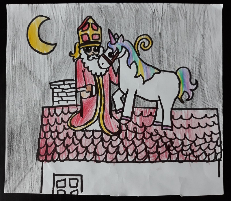 tekening Sinterklaas Unicorn